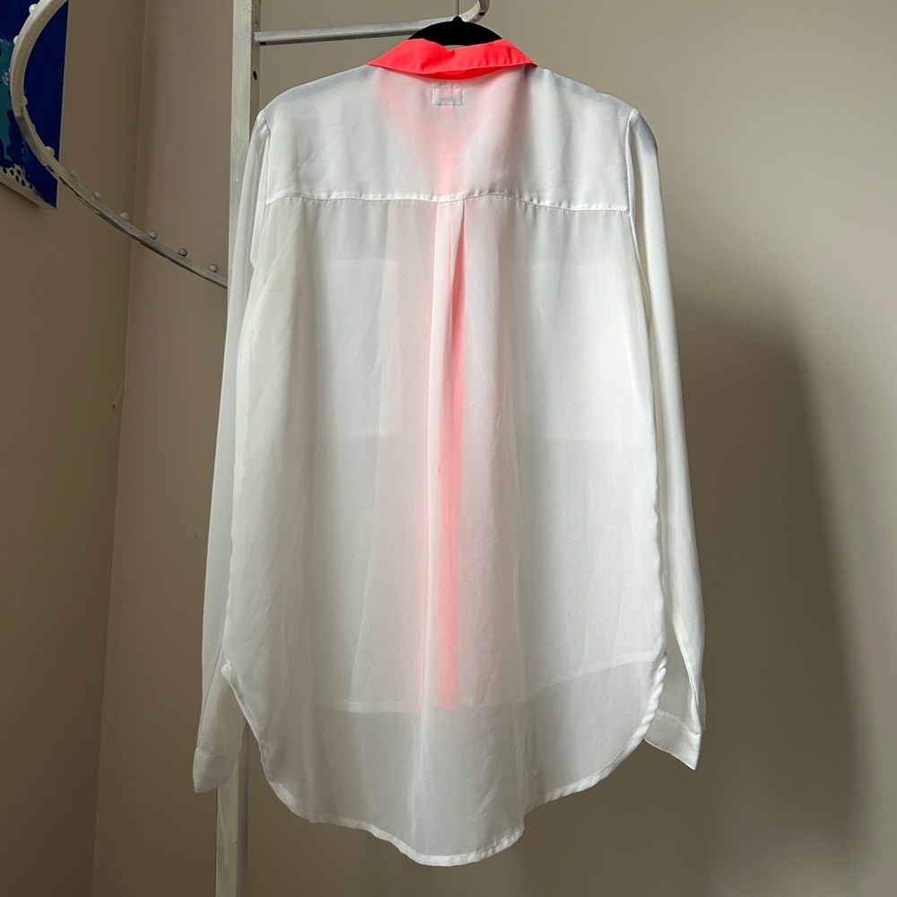 2 for $10 Sheer blouse with fluorescent orange detail - Picture 7 of 7